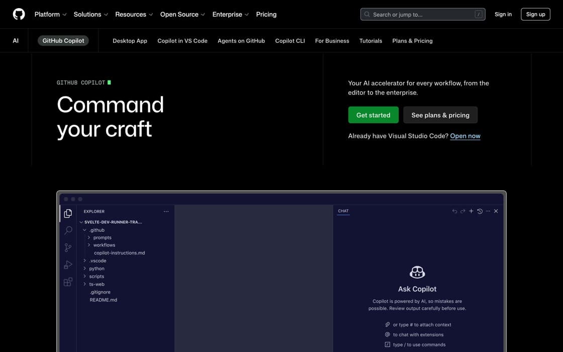 Schermata di GitHub Copilot