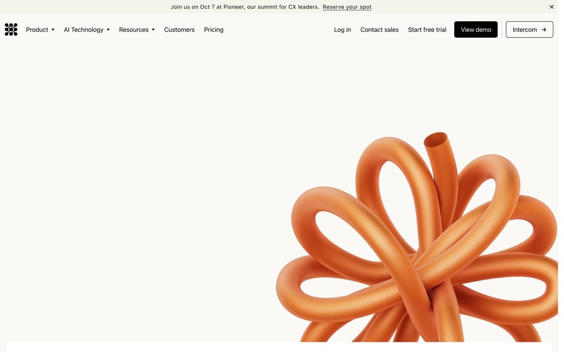 Schermata di Intercom Fin